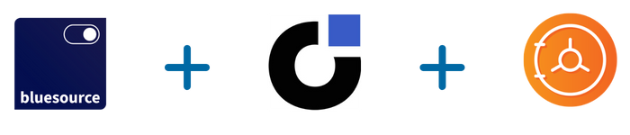 Bluesource logo + Kiteworks icon + Enterprise Valt icon
